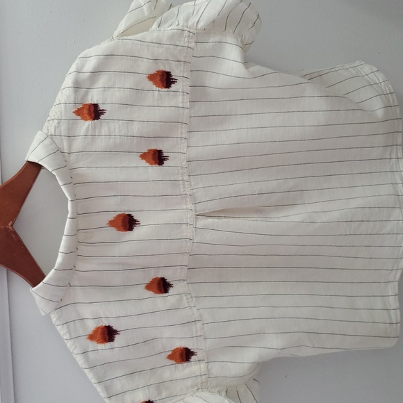 THML Flutter Sleeve Button Up Striped With Embroidery Size Small - Picture 4 of 10
